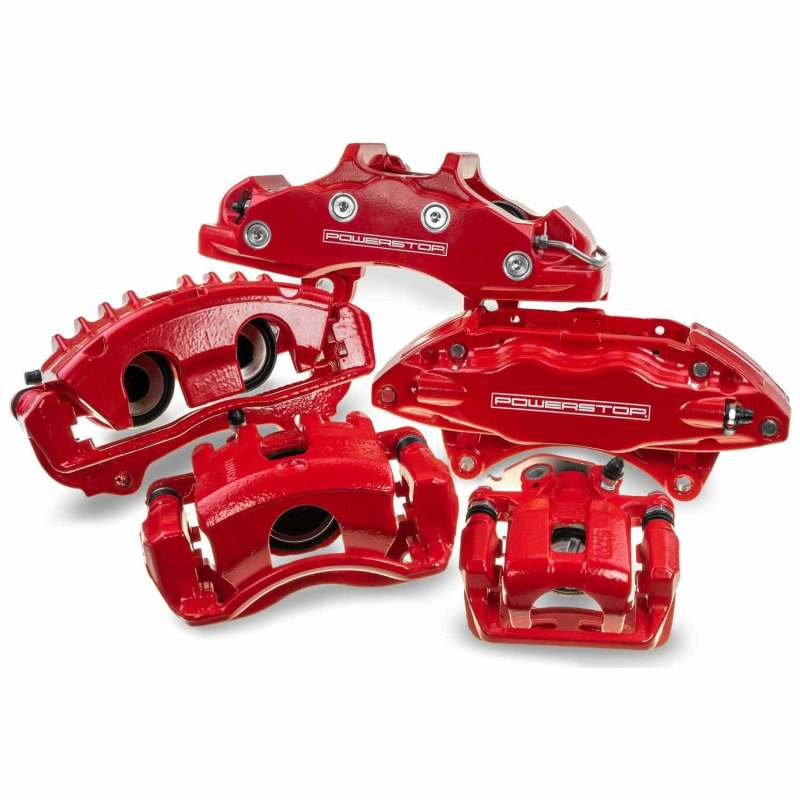 Power Stop 04-11 Mazda RX-8 Front Red Calipers w/Brackets - Pair