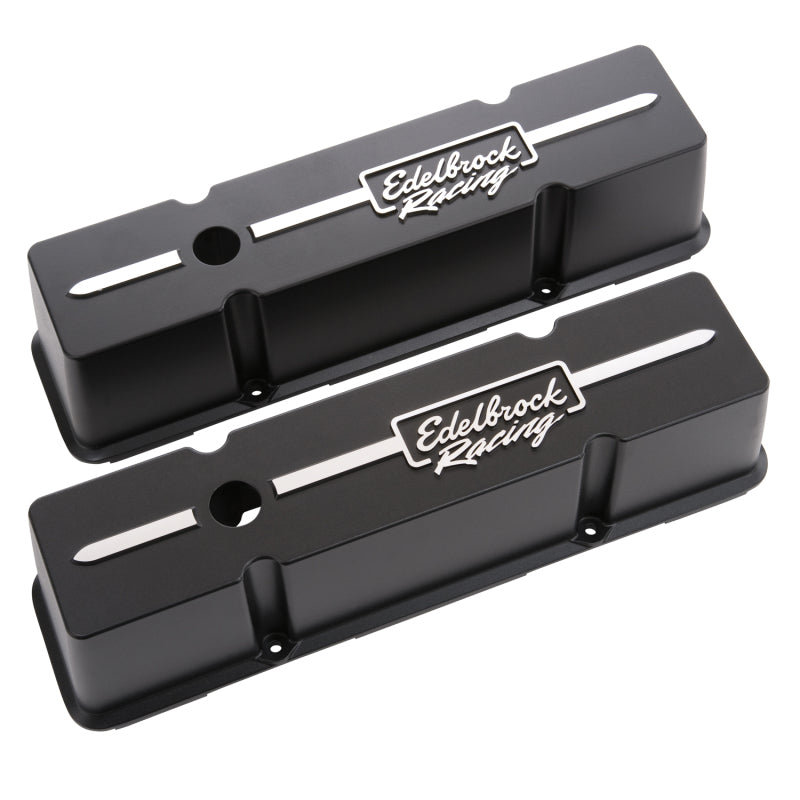 Edelbrock Valve Cover Racing Series Chevrolet 1959-1986 262-400 CI V8 Tall Black