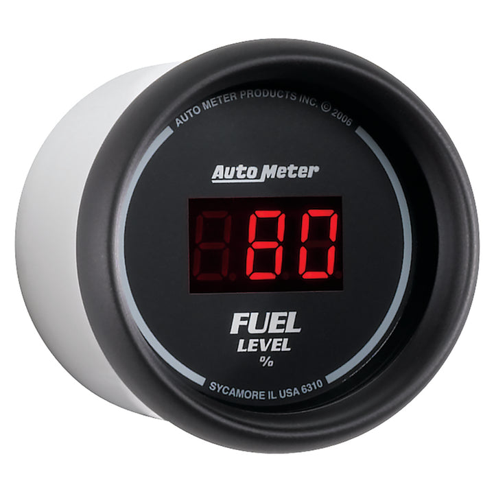 Autometer 52mm Black Digital Programmable Empty-Full Fuel Level Gauge