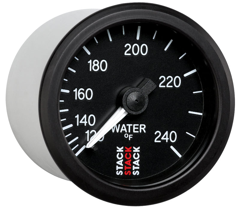 Autometer Stack 52mm 120-240 Deg F 1/2in Npt (M) Mechanical Water Temp Gauge - Black