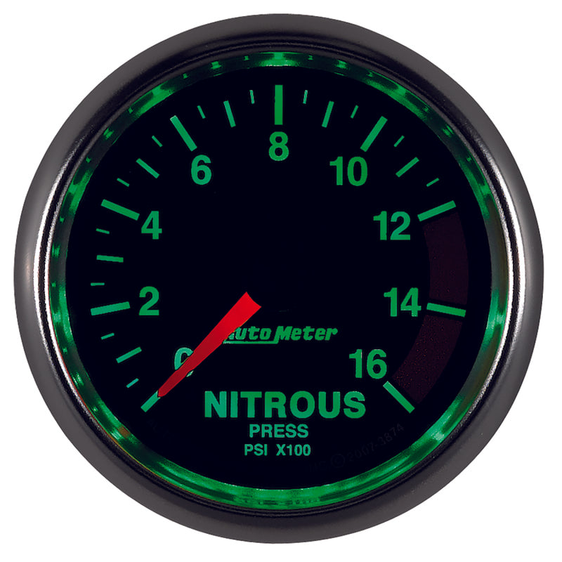 Autometer GS 2 1/16in. 1600PSI Nitrous Fuel Pressure Gauge