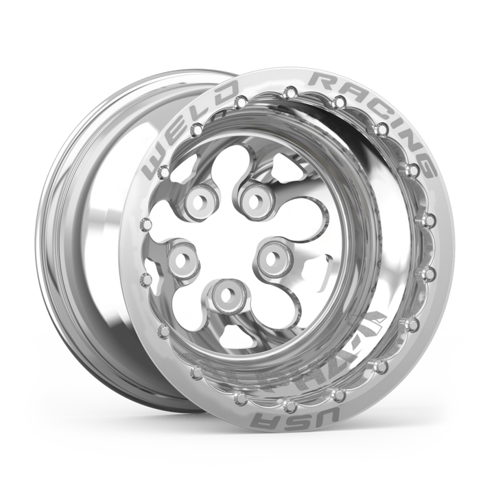 Weld Alpha-1 15x12 / 5x4.75 BP / 3in. BS Polished Wheel - Polished Double Beadlock MT