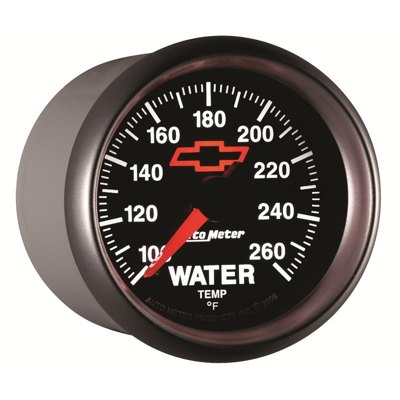 AutoMeter Gauge Water Temp 2-1/16in. 100-260 Deg. F Digital Stepper Motor Chevy Red Bowtie Black