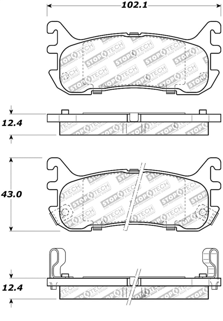 StopTech Street Touring 94-97/99-05 Miata w/ Normal Suspension Rear Brake Pads D636