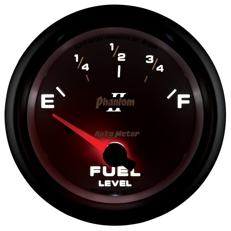 AutoMeter Gauge Fuel Level 2-5/8in. 0 Ohm(e) to 90 Ohm(f) Elec Phantom II