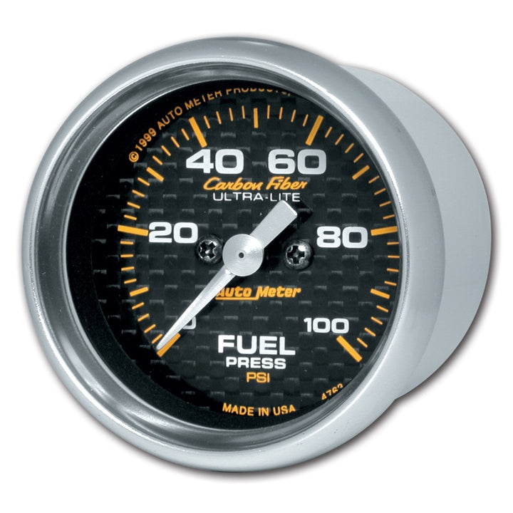 Autometer Carbon Fiber 52mm 100 PSI Electronic Fuel Pressure Gauge