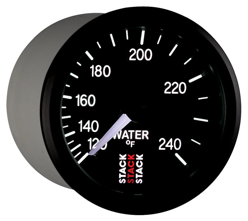 Autometer Stack 52mm 120-240 Deg F 1/2in Npt (M) Mechanical Water Temp Gauge - Black