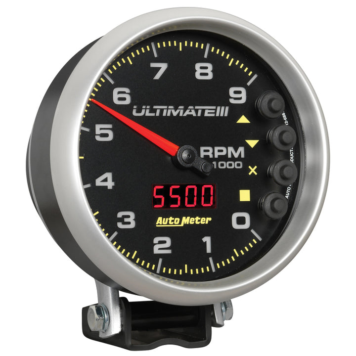 Autometer 5 inch Ultimate III Playback Tachometer 9000 RPM - Black