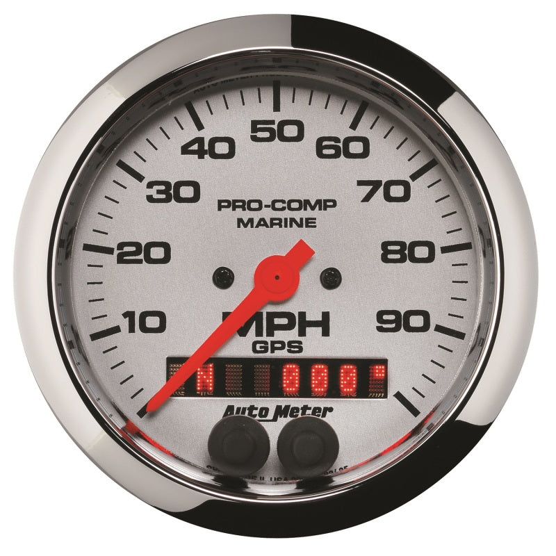 Autometer Marine Chrome 3-3/8in 100MPH GPS Speedometer Gauge