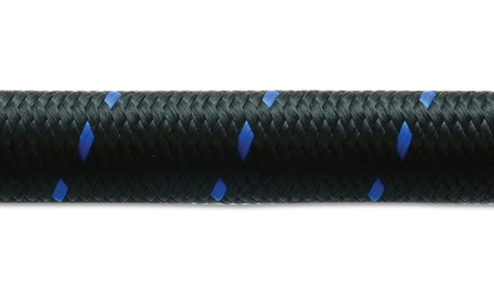 Vibrant -8 AN Two-Tone Black/Blue Nylon Braided Flex Hose (5 foot roll)