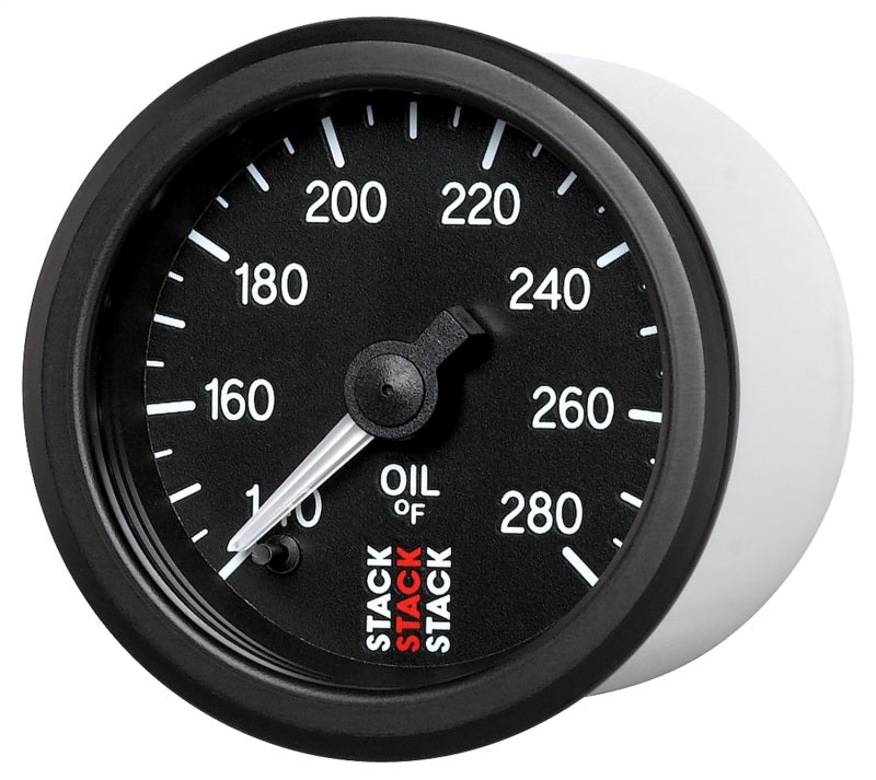 Autometer Stack 52mm 140-280 Deg F 1/8in NPTF Male Pro Stepper Motor Oil Temp Gauge - Black