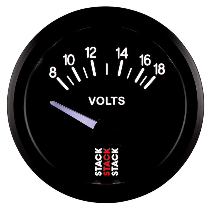 Autometer Stack Instruments 52mm 8-18V Electric Battery Voltage Gauge - Black