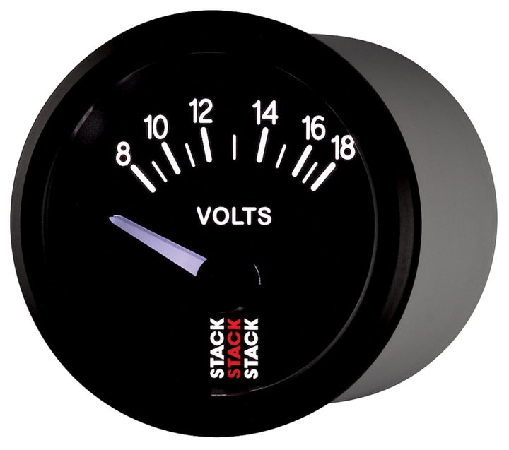 Autometer Stack Instruments 52mm 8-18V Electric Battery Voltage Gauge - Black