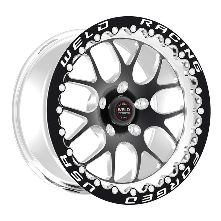 Weld S77 17x10.5 / 5x4.75 BP / 8.3in. BS Black Wheel (Medium Pad) - Black Single Beadlock MT