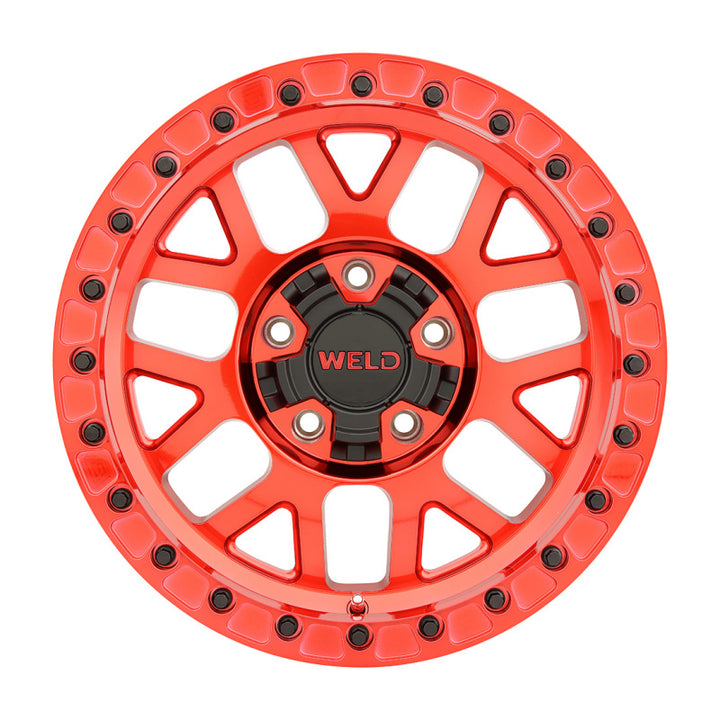 Weld Off-Road W905 17X9 Cinch Beadlock 5X127 5X139.7 ET-12 BS4.50 Candy Red / Red Ring 87.1