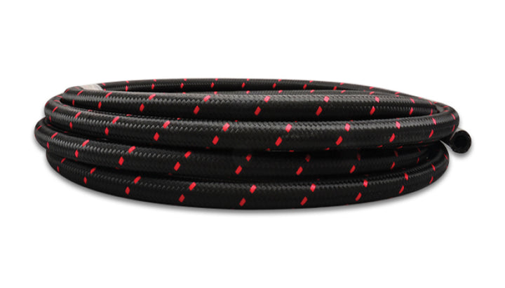 Vibrant -6 AN Two-Tone Black/Red Nylon Braided Flex Hose E85 Friendly (20ft Roll)