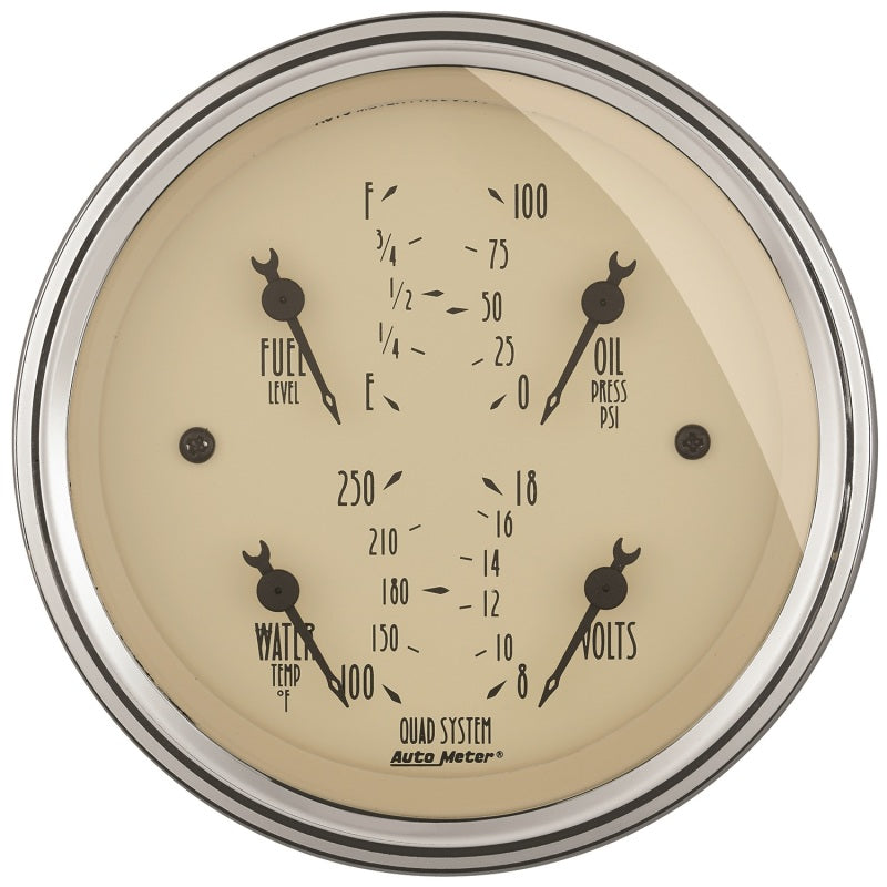 AutoMeter Gauge Kit 2 Pc. Quad & Speedometer 3-3/8in. Antique Beige