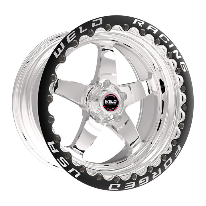 Weld S71 15x10.33 / 5x5 BP / 6.5in. BS Polished Wheel (Low Pad) - Black Single Beadlock MT