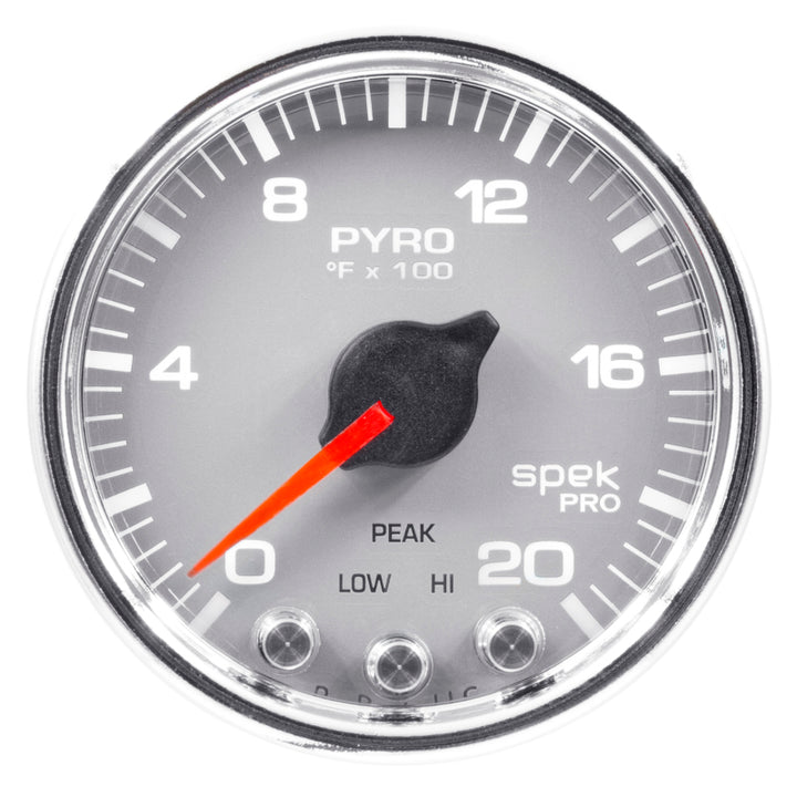 Autometer Spek-Pro Gauge Pyro. (Egt) 2 1/16in 2000f Stepper Motor W/Peak & Warn Slvr/Chrm