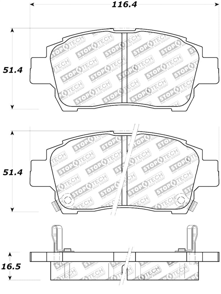 StopTech Street Touring 00-05 Spyder MR2 / 00 Celica GT Front Brake Pads