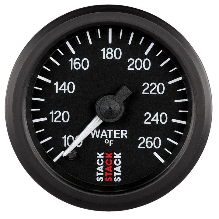 Autometer Stack 52mm 100-260 Deg F 1/8in NPTF Male Pro Stepper Motor Water Temp Gauge - Black