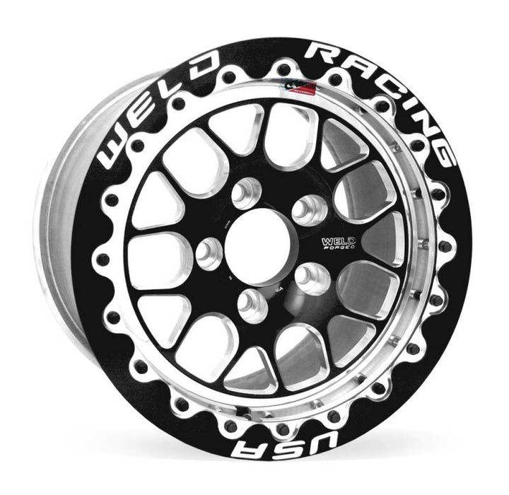 Weld S77 15x8.33 / 5x4.5 BP / 4.5in. BS Black Wheel (Medium Pad) - Black Single Beadlock MT