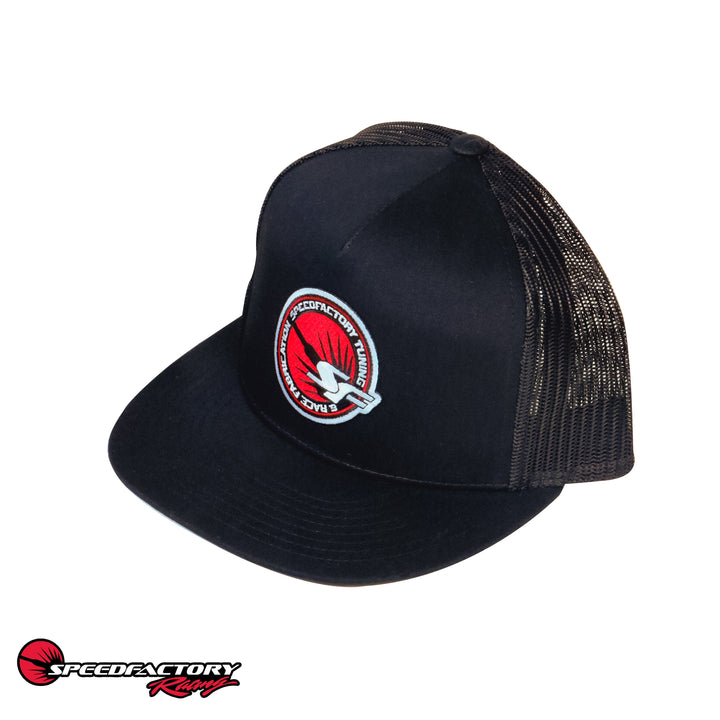 SpeedFactory Racing Splash Patch Snap Back Trucker Hat - Black